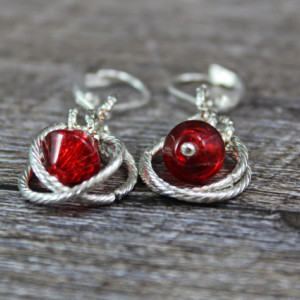 Red Dangle Chainamille Earrings