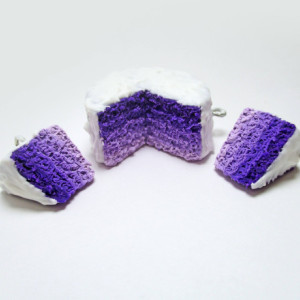 Purple Ombre Cake Jewelry set, Purple Cake Earrings, Purple Cake Necklace, Purple Ombre Jewelry, Kawaii Cake, Food Jewelry, Food Miniature
