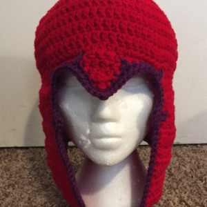 Crochet Magnet Helmet red and purple / master of magnetism / you choose size and color