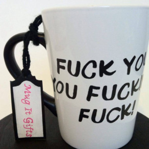 F-ck You You F-cking F-ck Shameless Lip Gallagher Adult Humor Hand Painted 14 oz Coffee Cup Mug
