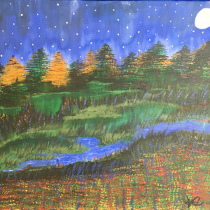 Moonlight original abstract acrylic painting 
