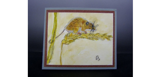 Watercolor Greeting Card,Mouse Harvest