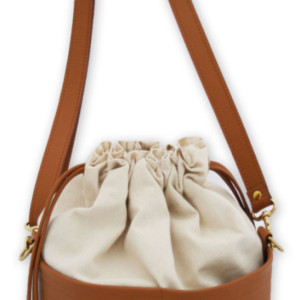 Large Ditty Bag in Amoré - Natural Canvas and Leather - Large Tote - Drawstring Bucket Bag by Beaudin