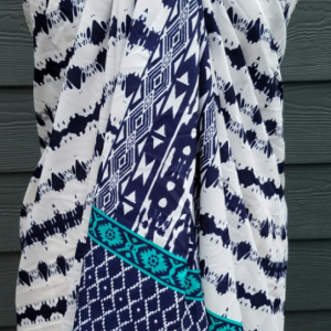 Beach wrap sarong, scarf, shawl, accessory nautical blue, white and teal.