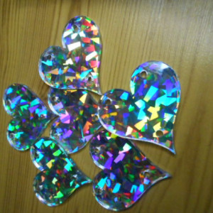 Holographic,laser cut hearts,laser cut charms,holographic
