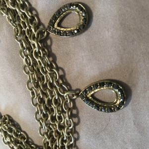 Handmade Multi Chain Muted Gold Charms Rhinestone