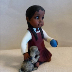 African American Girl with Dog