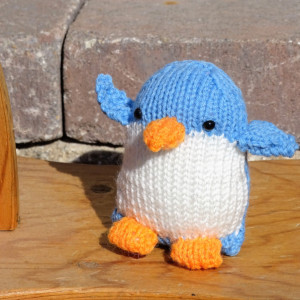 Penguin, Blue Toy, Stuffed  Penguin, Small Toy, Hand Knitted Toy, Plush Penguin, Baby Toy