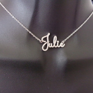 Personalized, diamond bling script name necklace
