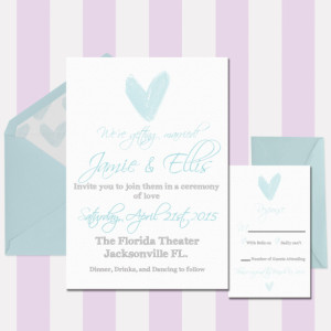 Shabby Chic Wedding Invitation, Light Blue, Water Color Heart, Rustic, Digital Invitation, Customized, Printable Invitation, Country Rustic