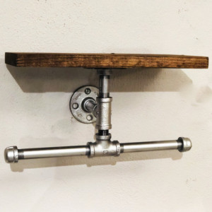 Double Roll Toilet Paper Holder & Shelf -- Extra Large Industrial, Rustic,  Farmhouse, Steampunk Bathroom Decor, Organization, and Storage
