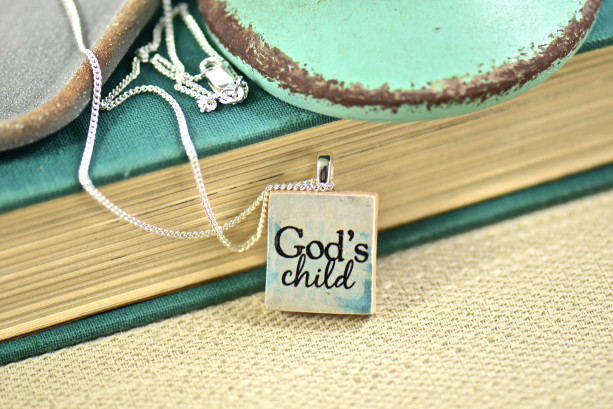 God's Child Inspirational Scrabble Tile Charm Necklace