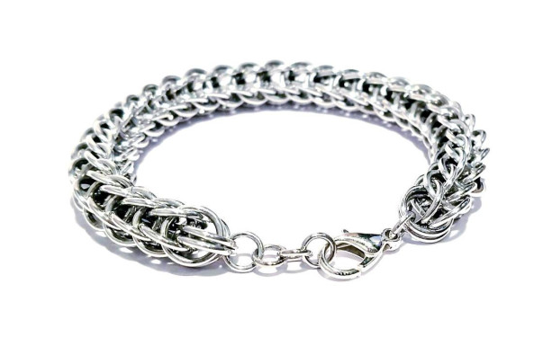 Silver chainmaille bracelet Full Persian weave 6 in 1