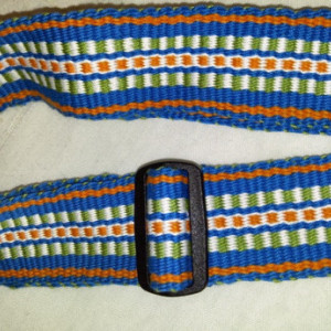 Handwoven Guitar Strap, Acoustic Guitar Strap, Electric Guitar Strap, Banjo Strap, Bass Strap, white, turquoise, green and orange, 2"
