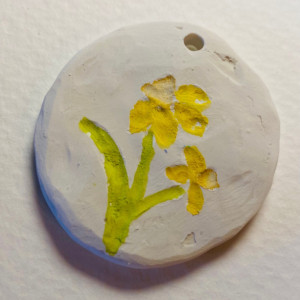 Handmade birth month flower necklace pendant March daffodil