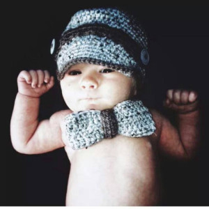 Baby Boy Newsboy Hat and Tie Set