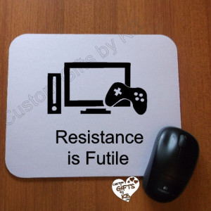 Gaming Resistance is Futile Mouse Pad, Christmas Gift, Anniversary, Birthday Gift, Star Trek, Spock, Xbox, Gaming, Gaming gift, PS4, WiiU