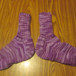 Hand Knit Adult Winter Socks- Purple Tones