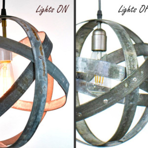 ATOM Collection - Cyclopean - Wine Barrel Double Ring Chandelier /  made from salvaged Napa wine barrel rings - 100% Recycled!