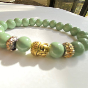 Green & Gold Buddha Bracelet 
