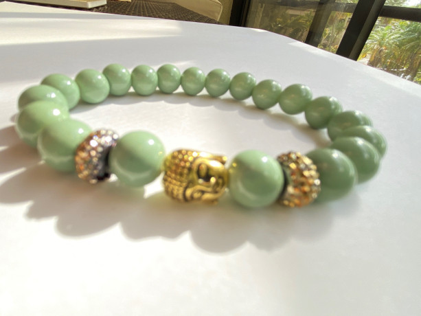 Green & Gold Buddha Bracelet 