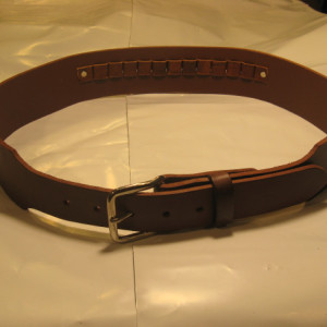 Western Leather Gun Belt w/Cartridge Loops Gun Slinger Style Gun Belt