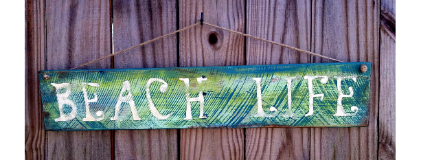 Shabby Distressed Handmade Reclaimed Wooden Beach Life Cottage Sign
