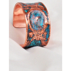 Large Dimple Textured Copper Cuff Hand Forged Bracelet B