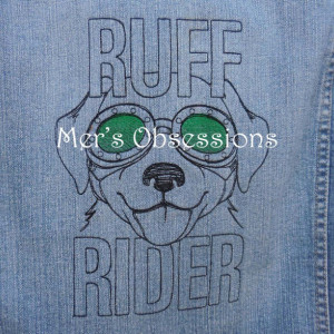 Women's Denim Jacket with Embroidered Dog