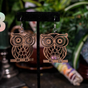 Cute Chipboard Owl Earrings 