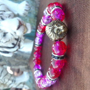 Red colored lion charmed braclet 