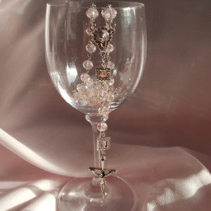 Women's Pink Glass Rosary Beads