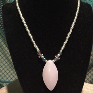 Silver and pink pendant necklace