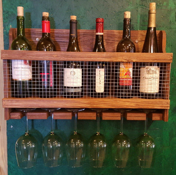 Handcrafted Wine Rack with Early American Finish