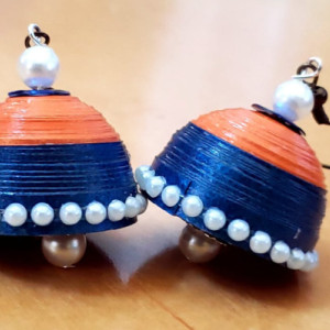 Orange and Blue Dome Earrings