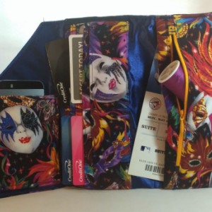 Masquerade Collection Wallet with cell pocket - Mask Mardi Gras print - multicolor