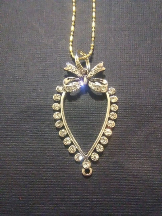 Bow Rhinestone Charm Necklace