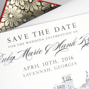 Savannah Skyline Watercolor Save the Date Cards (set of 25 cards)