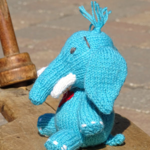 Elephant, Knitted Toy,  Stuffed Animal , Blue Toy, Baby Shower Gift, Toy with Heart