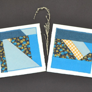 Handmade cards -- two fabric quilt cards