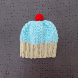 Toddler Knit Cupcake Hat - Blue