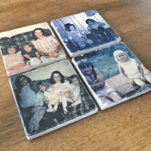 Coaster Set Vintage Picture Coasters with Your Photo Coasters Natural Stone Coaster Set of 4 with Full Cork Bottom Coasters