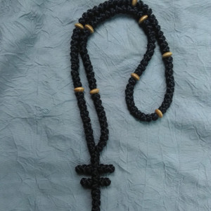 komboskini/orthodox prayer rope 100 knot- Byzantine cross-black