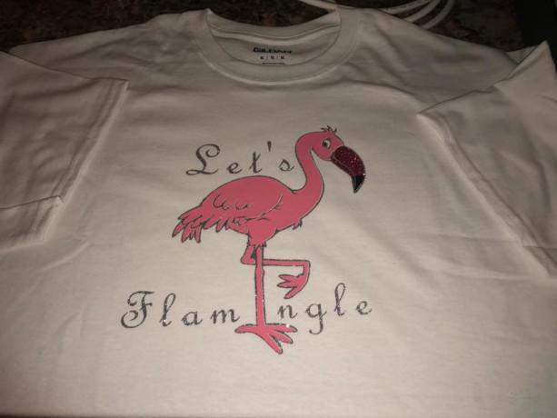 Let's Flamingle T-shirt hand designed size xl