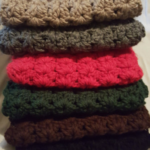 Thick Chunky Infinity Cowl Handmade Crochet Scarf 6 Colors - Black, Brown, Gray, Tan, Hunter Green, Red