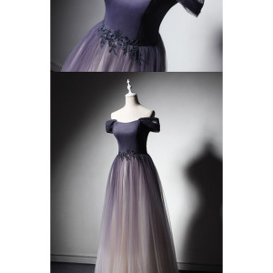 Off The Shoulder Chiffon A-Line Prom Dresses,Long Prom Dresses,Evening Dress Prom Gowns
