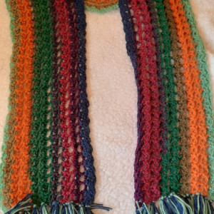 Multi color crochet scarf