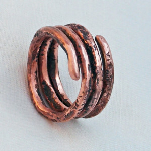 Copper Spiral Coil Ring Size 8 Hand Forged