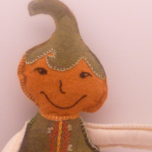 Pumpkin Forest Pixie Felt Natural stuffed doll Toy
