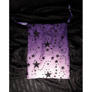 Reusable Gift Bag, Handmade Drawstring Bag, Hand sewn Pouch, Purple Bag, Jewelry Bag, Travel Pouch, Stars Bag, Handmade Make Up Bag / Pouch